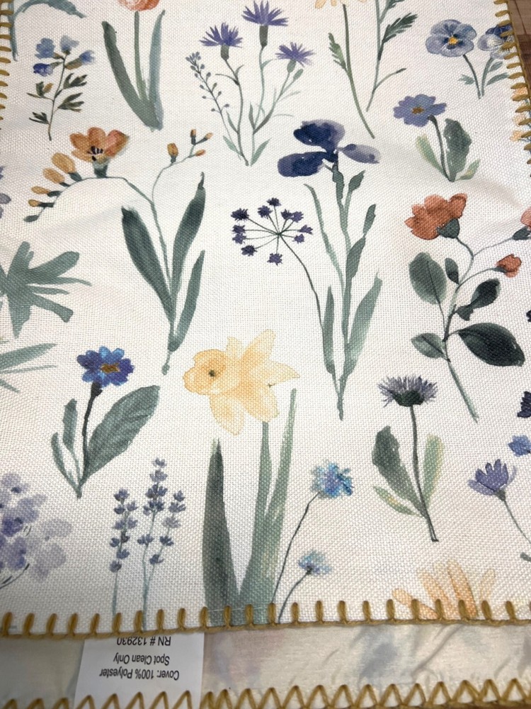 Multi Floral Whip Stitch Table Runner 14"x71" Polyester