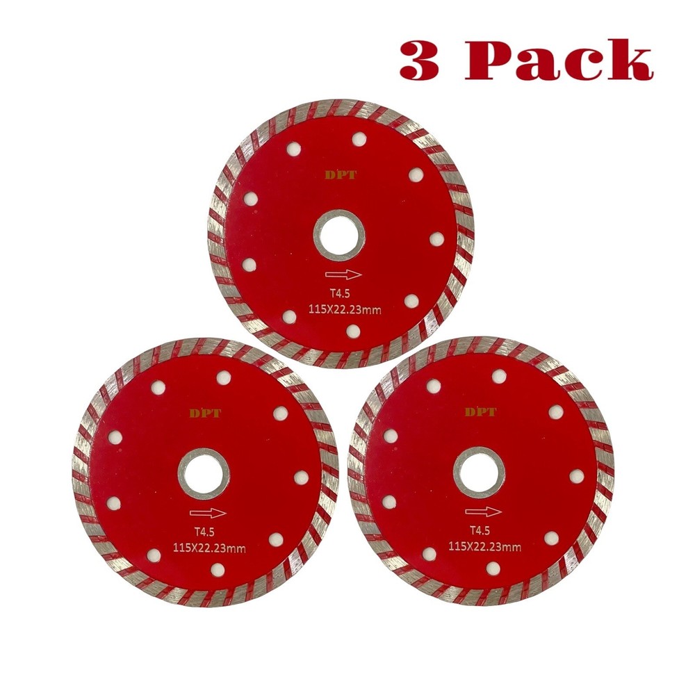 3 Pack 4.5" Diamond Tile Saw Blade Cut Tile Ceramic Concrete Stone Bricks Blocks
