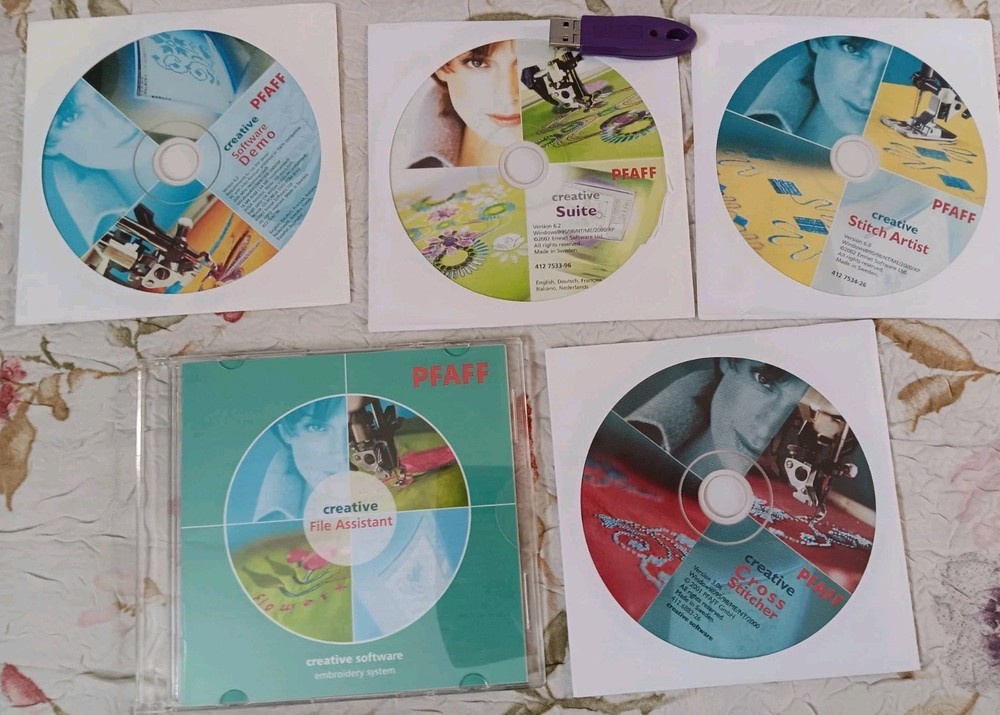 Pfaff PC CREATIVE SUITE Software W/DONGLE HTF 4 WINDOWS Gently Used Orig $2000.