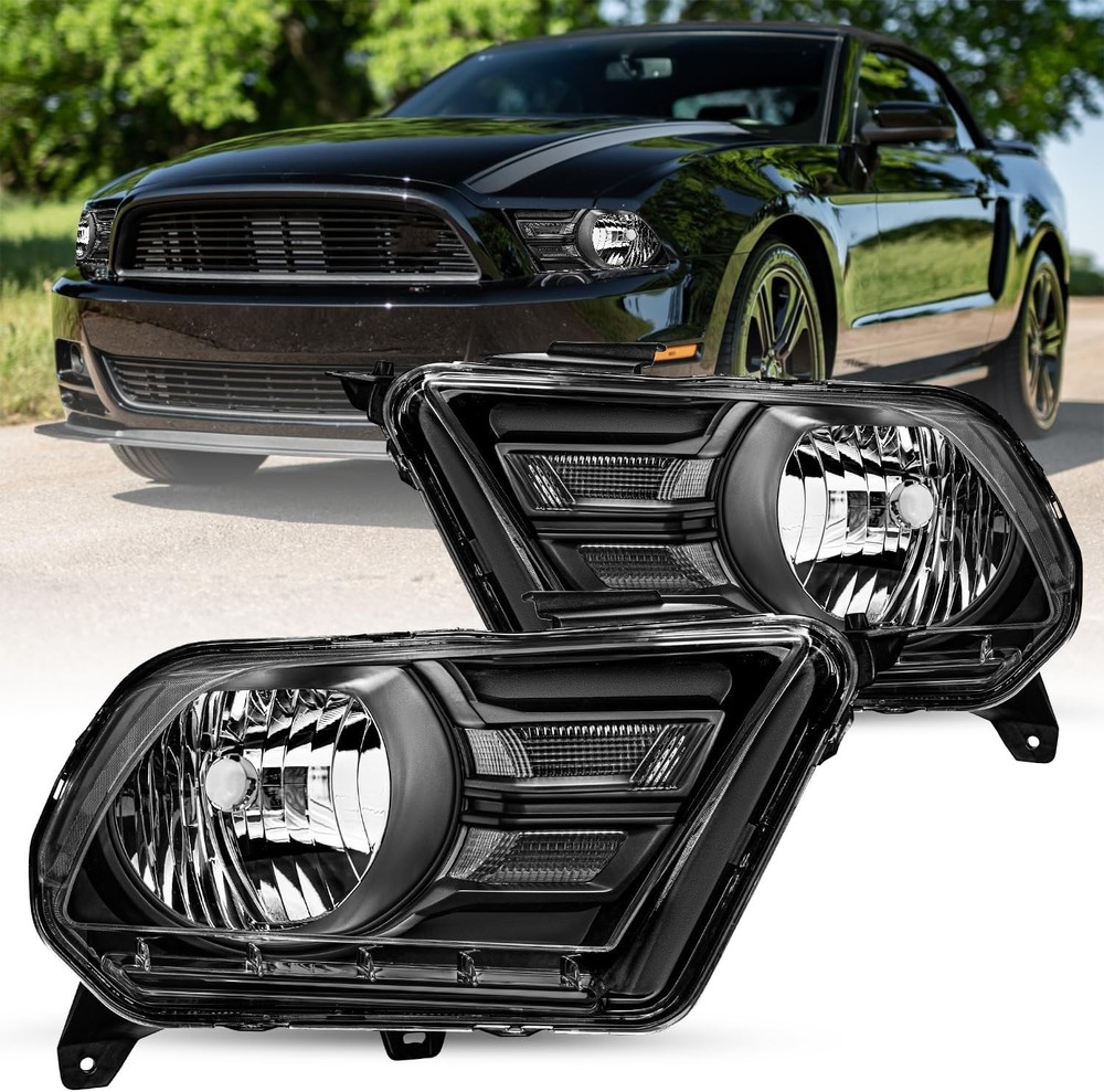 Halogen Headlight Assembly Replacement for 2010-2014 Ford Mustang Headlamp Drive
