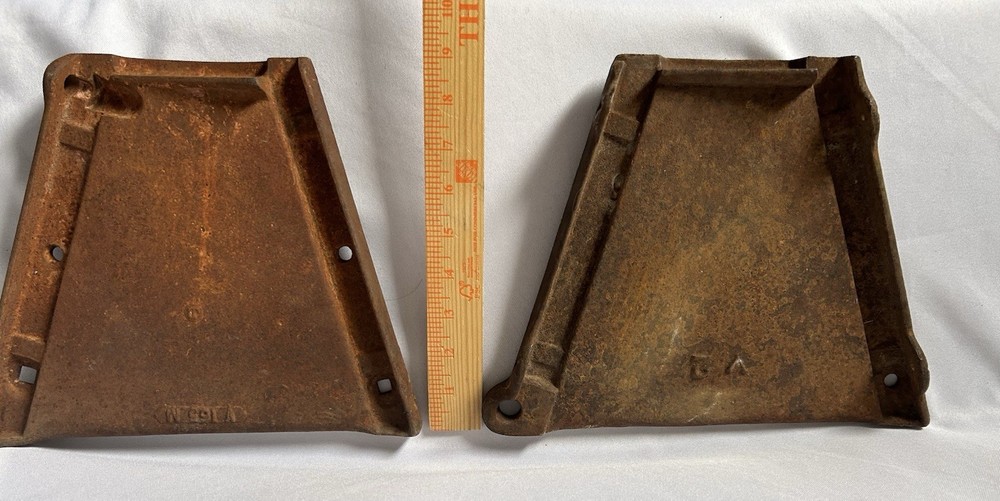 PAIR - Rare Antique Van Brunt/John Deere Cast Iron Implement End Caps