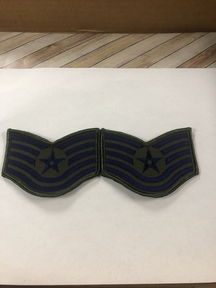 Pair (2) U.S. Air Force Subdued Green Enlisted Insignia E6 Technical Sergeant