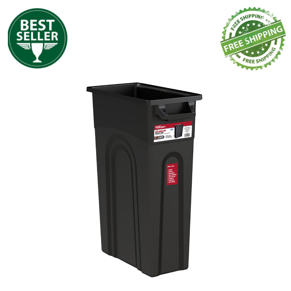 Hyper Tough 23 Gallon Heavy Duty Plastic Highboy Garbage Container, Black New