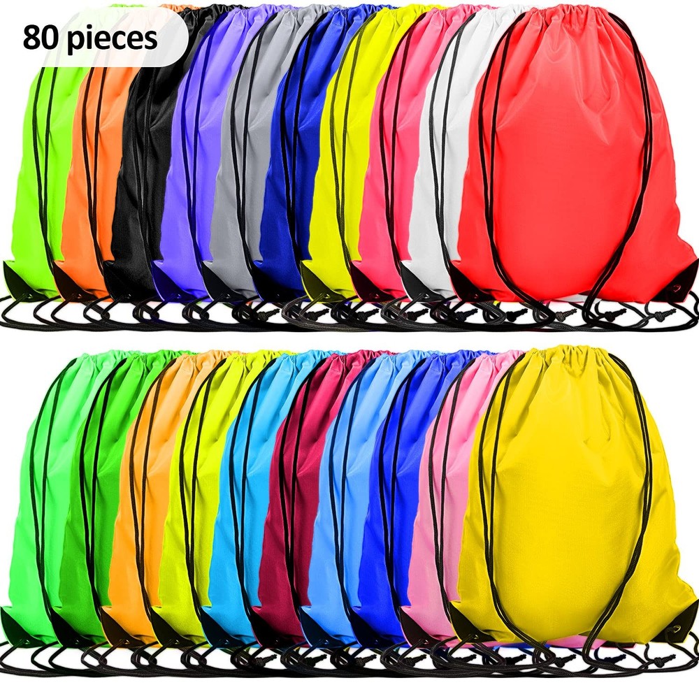 Shappy 80 Pack Drawstring Backpack approx. 13.39 x 16.93 inches, Multicolor
