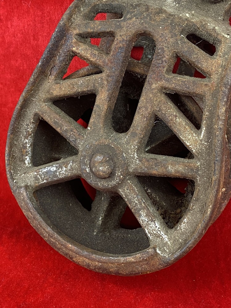 Antique Ornate Pulley in Working Condition, No Cracks or Damage