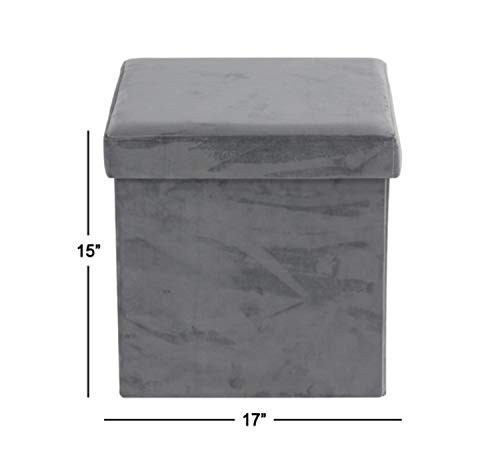 Polyester Square Storage Stool, 17" x 15" x 15", Gray