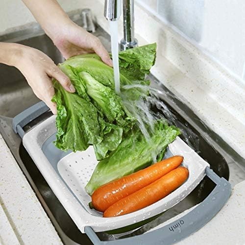 Collapsible Colander Over The Sink Silicone Kitchen Strainers & Colanders