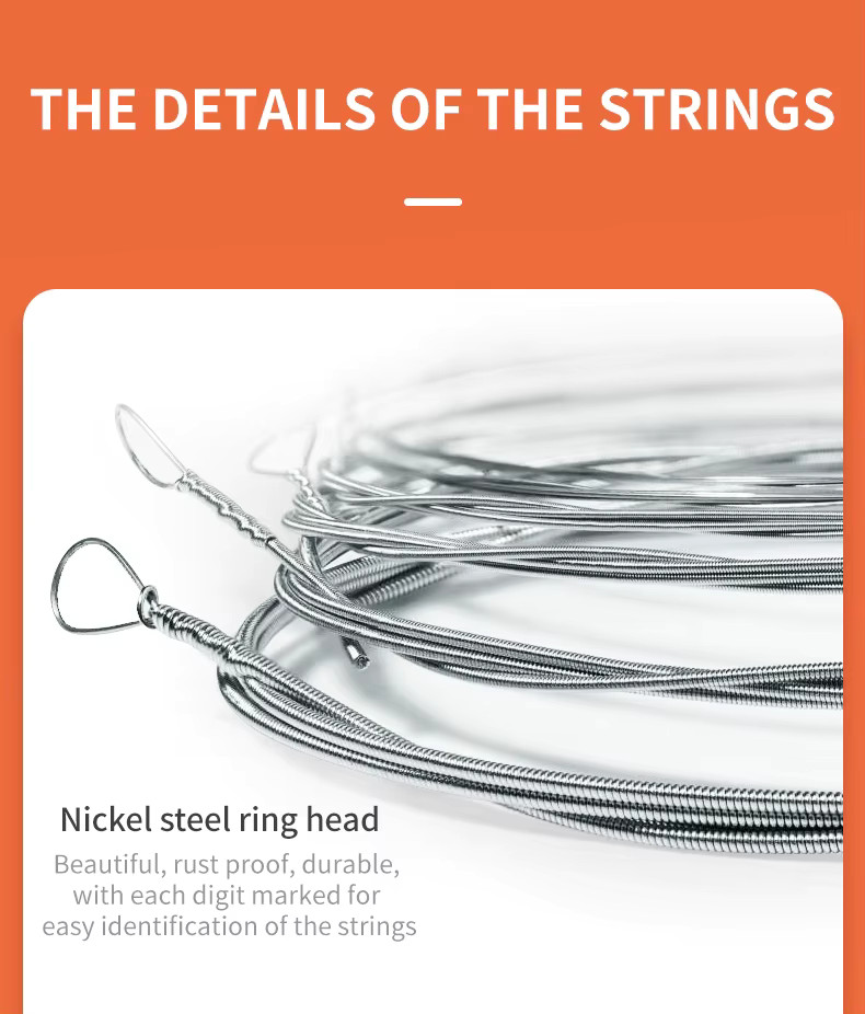 6 Strings Banjo Strings Nickel Alloy Wound Hexagonal Steel Core Rust Resistant S