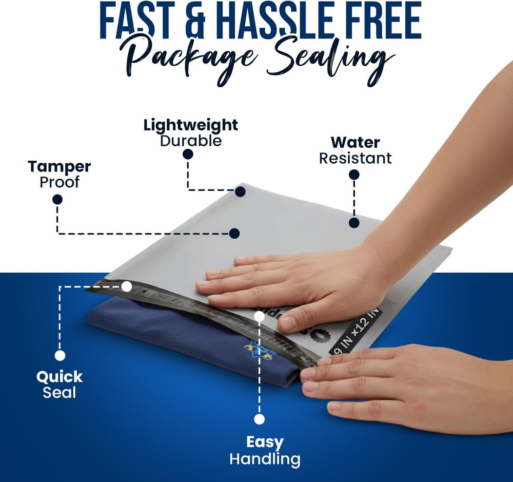 9X12 Poly Mailers 100 Pack, Durable Waterproof Polymailers for Shipping Clothes,