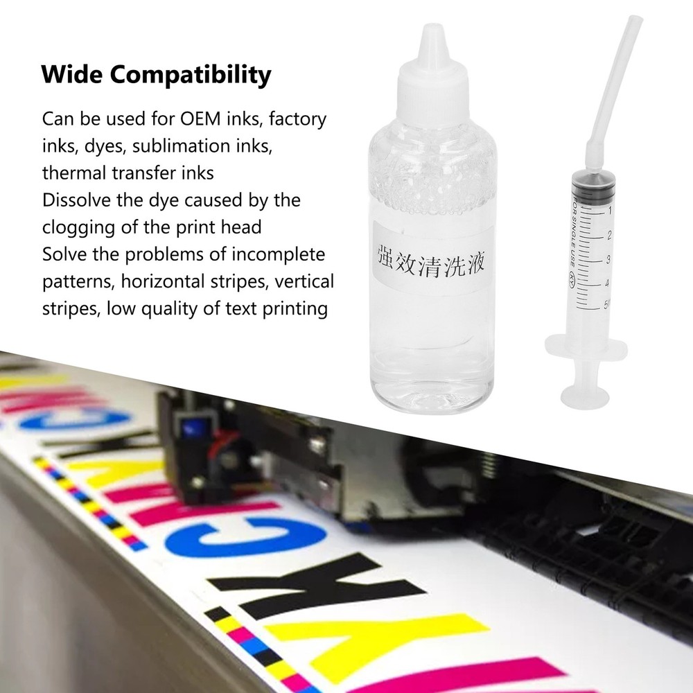 100ml Ink Cleaning Solution Efficiently Dissolves Printer Nozzle Dye For Inkjet