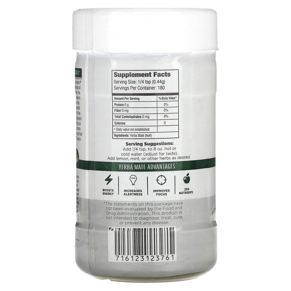 Yerba Mate Plain, Instant Herbal Tea, Unsweetened, 2.82 oz (79.9 g)