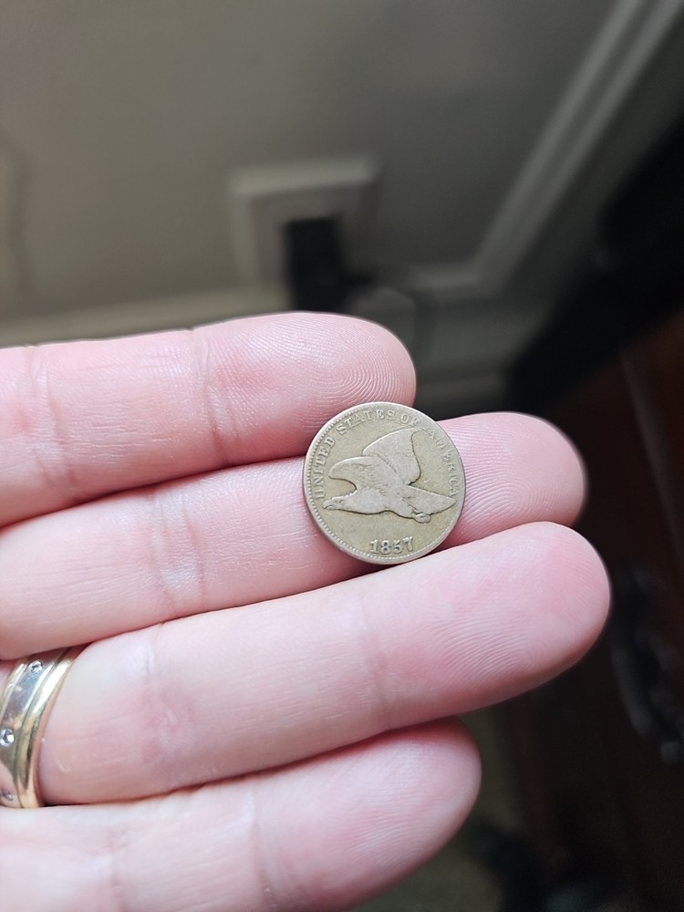 1857 Flying Eagle Cent - Rich Front & Back, Vf Details