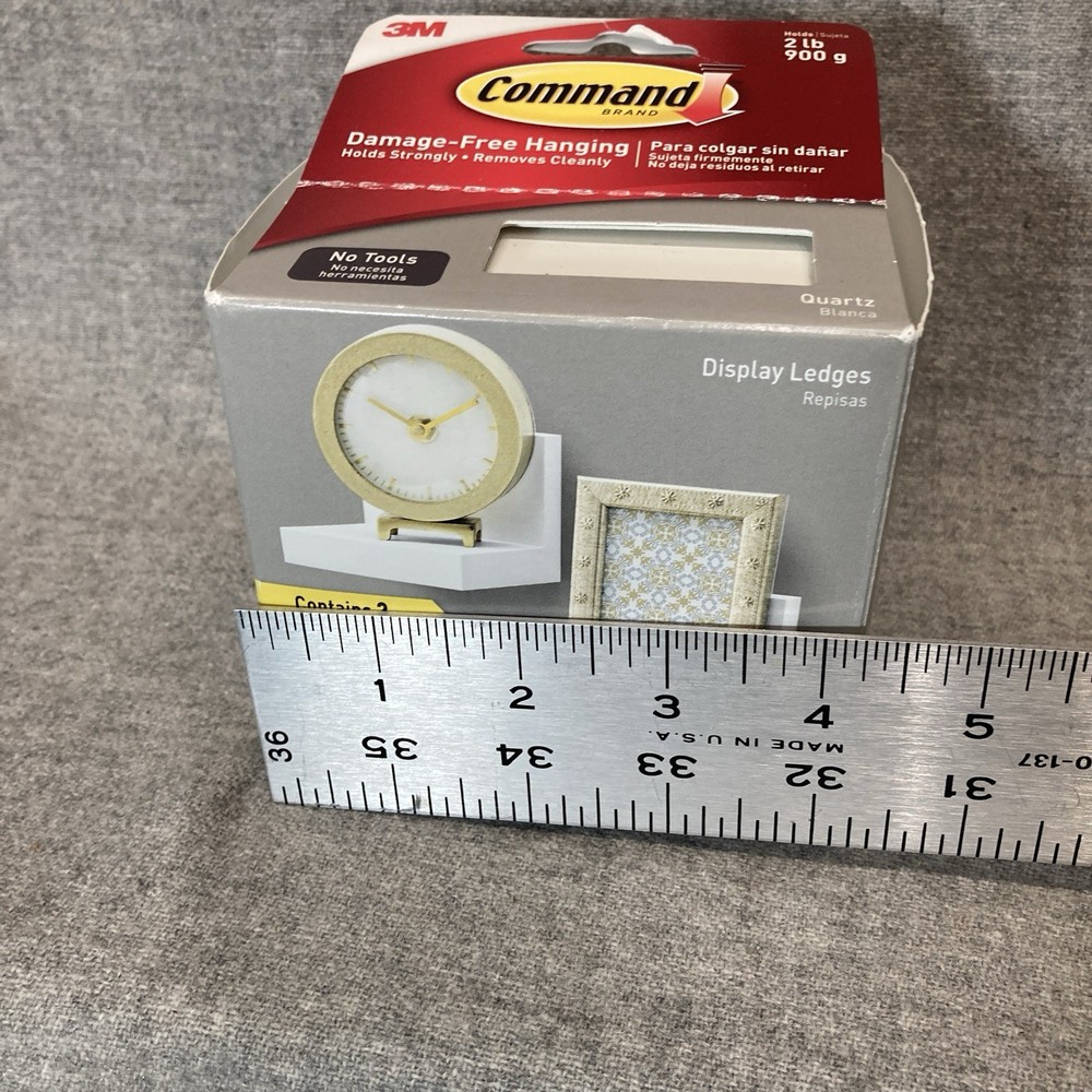 3M Command Display Ledges 2 Pack White New Wall Shelf Shelves Ledge Decor 2 Lbs