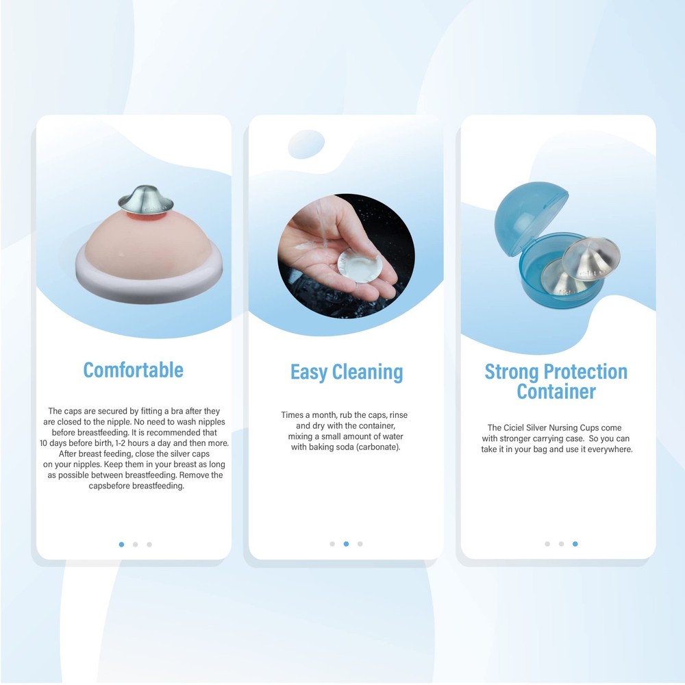Nipple Shields for Breastfeeding - Essential Silver Nursing Cups - Regular Size