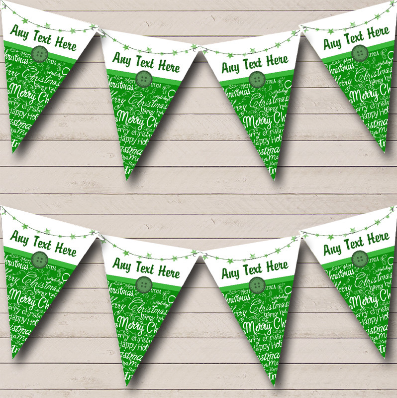 Party Banner Bunting Xmas Script Green Personalised Christmas