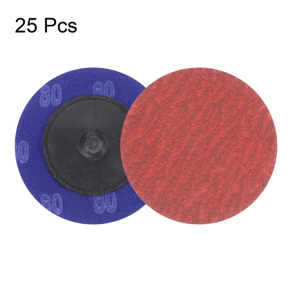 25pcs 2" 80 Grit Quick Change R-Type Sanding Discs Ceramic Grains Red Blue
