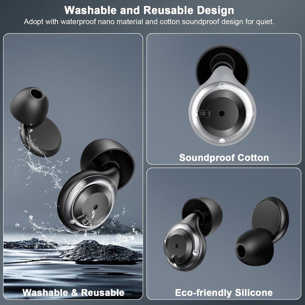 Adjustable Ear Plugs for Sleeping, Noise Cancelling 17-35dB, 7 Reusable