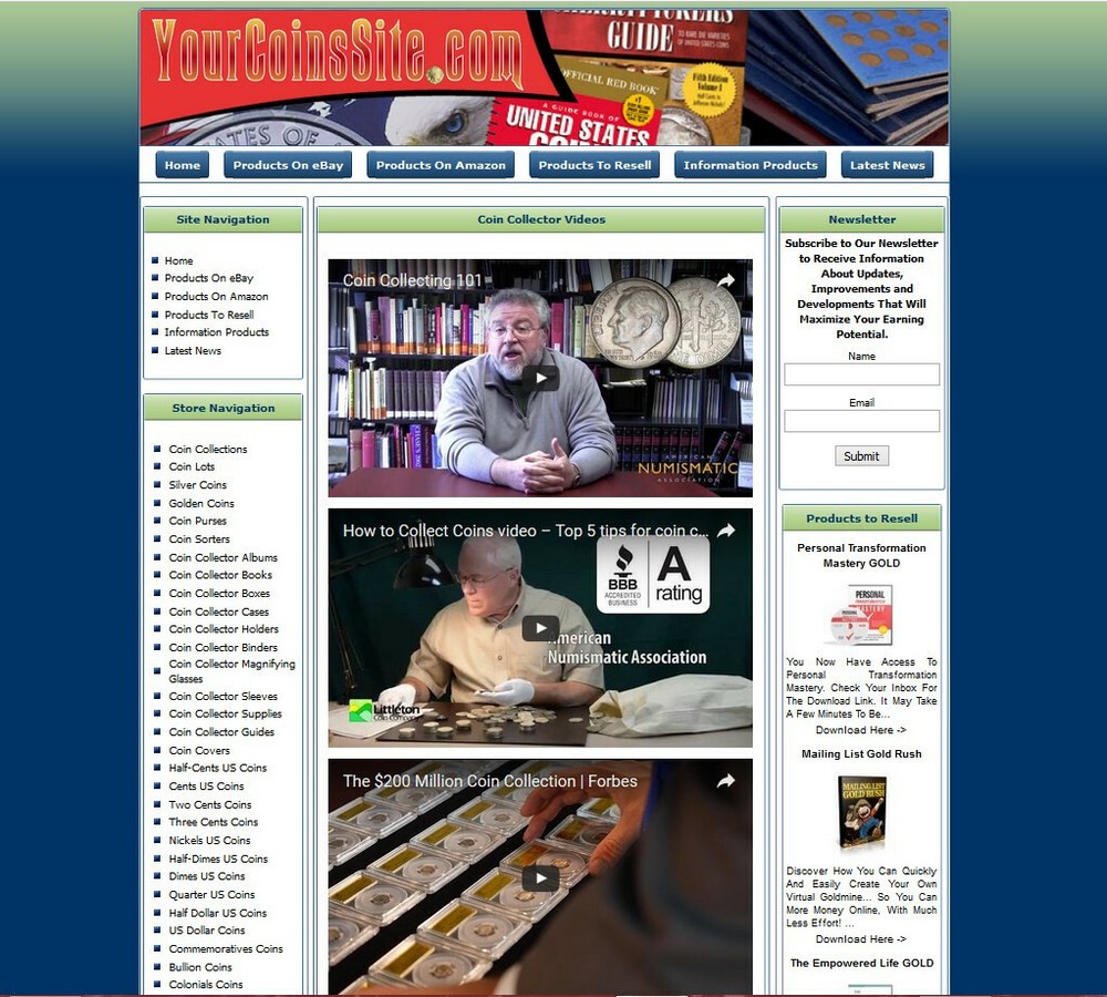 COINS MONEY MAKING STORE Affiliate Website+Amazon+Google+Dropship