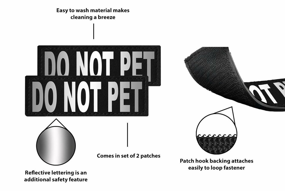 Do Not Pet Patch Reflective Extra Label Tag for Dog Harness Do Not Pet