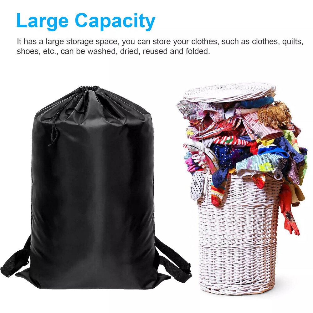 Large Laundry Backpack Bag Luggage Storage Shoulder Strap Heavy Duty Drawstring