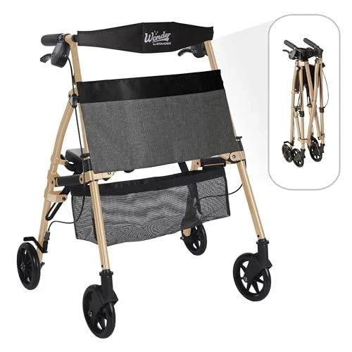 Stander Wonder Rollator Plus Short, Folding Junior Mobility Walker, Lightweight