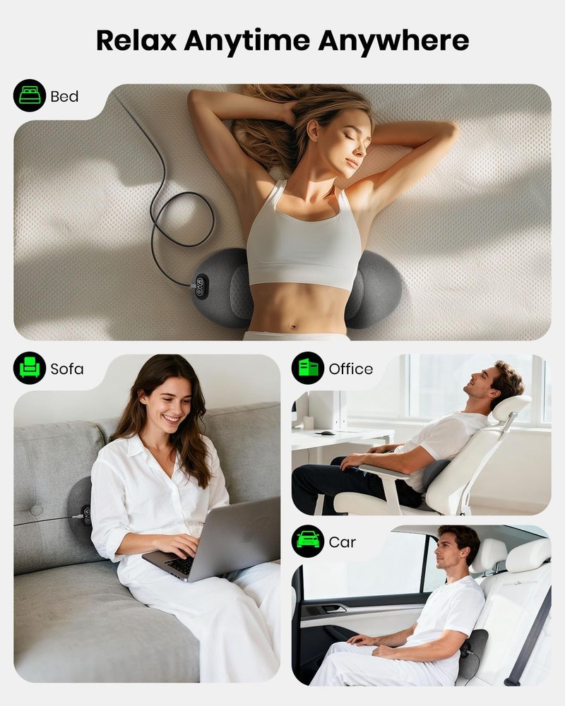 Triple Fusion Back Massager with Stretching, Black-Basic, Black-basic
