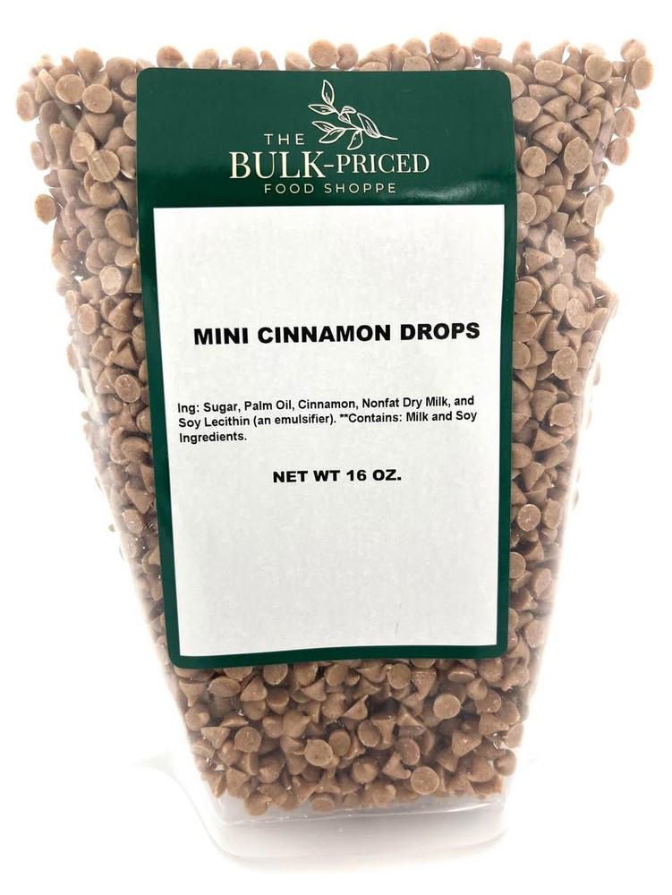 Mini Cinnamon Drops, Bulk Size, Baking Chips (1 Lb. Resealable Zip Lock Stand up