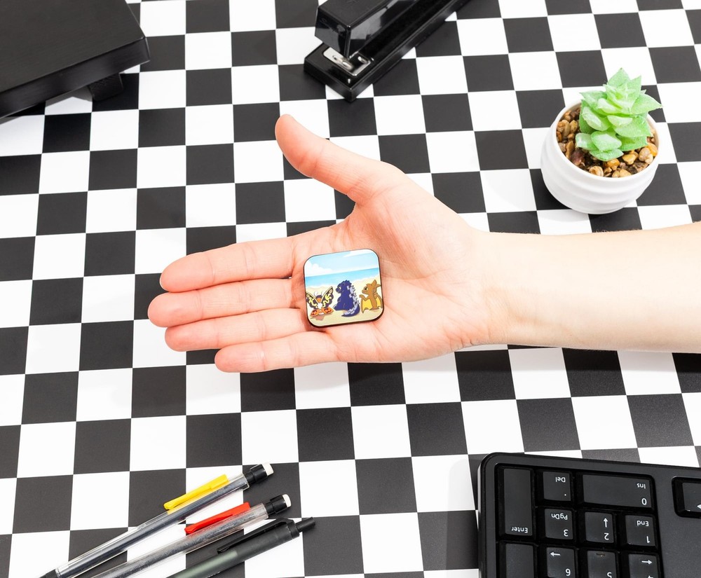 Godzilla, Mothra, and Rodan Chibi Square Enamel Pin