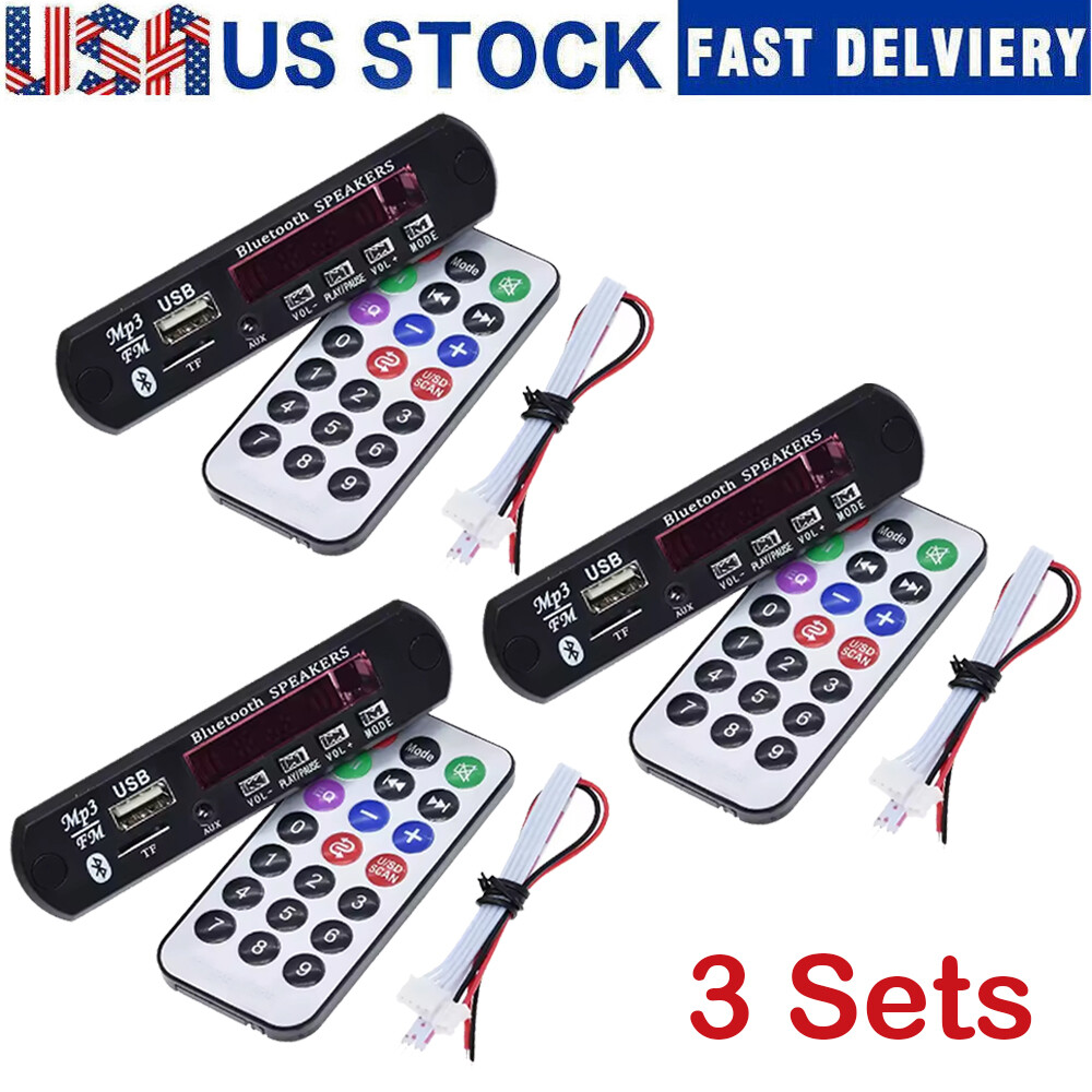 3 Wireless Bluetooth 12V MP3 WMA Decoder Board Audio Module USB TF Radio For Car