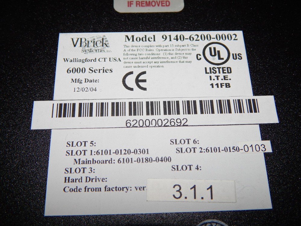 Lot of 4 VBrick 9140-6200-0002 6000 Series ENCODER / DECODER MPEG-2