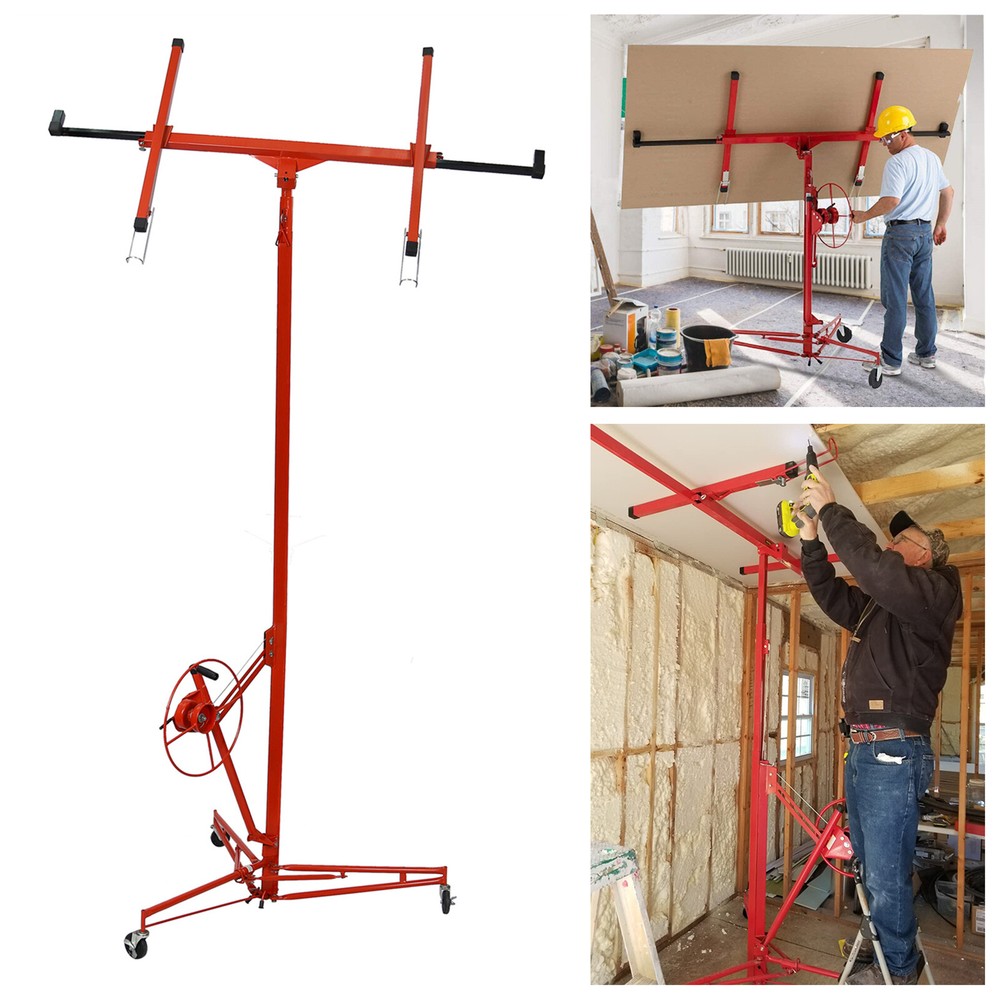 Drywall Lift Panel 11' Drywall Hoist Jack Lifter Rolling Construction Tool