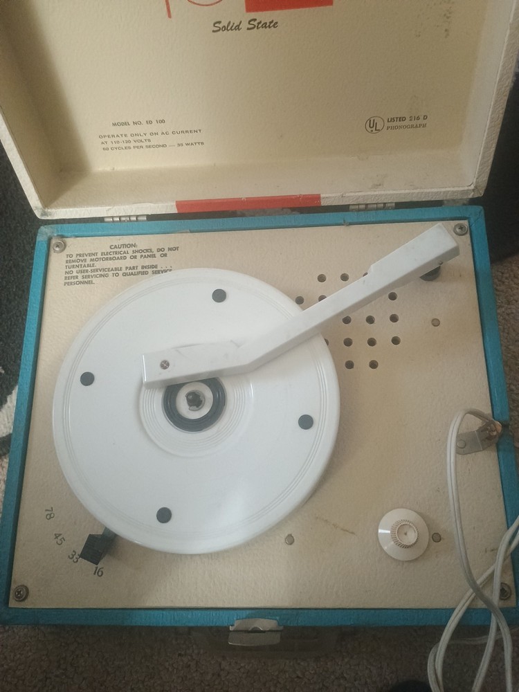 Imperial Party Time Record Player Model 100 White/Blue/Red Stripe