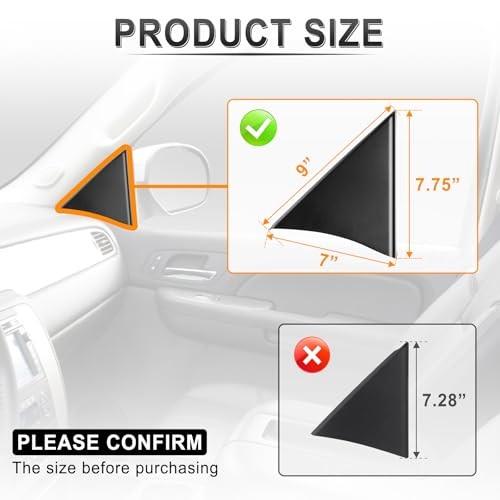 Front Door Upper Trim Panel Triangle Cover Compatible with 2007-2014 Chevy