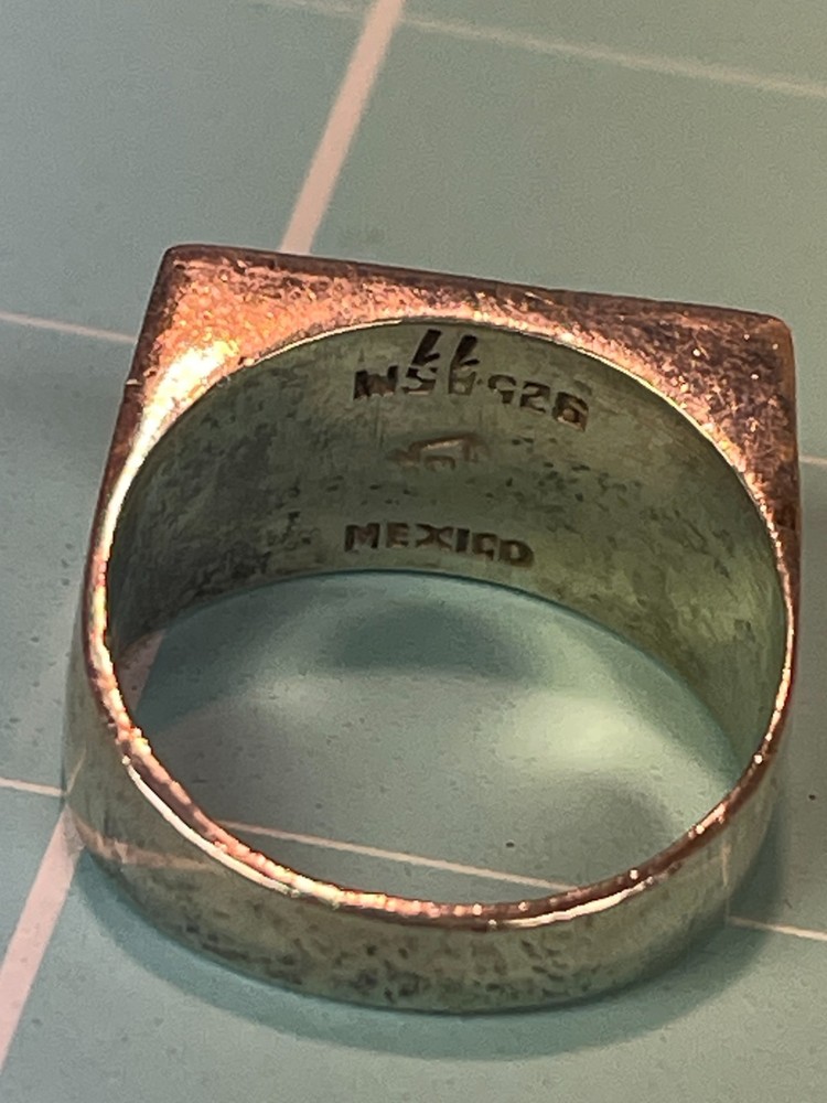 Vintage Inlaid Thunderbird Ring Mexico Size 11