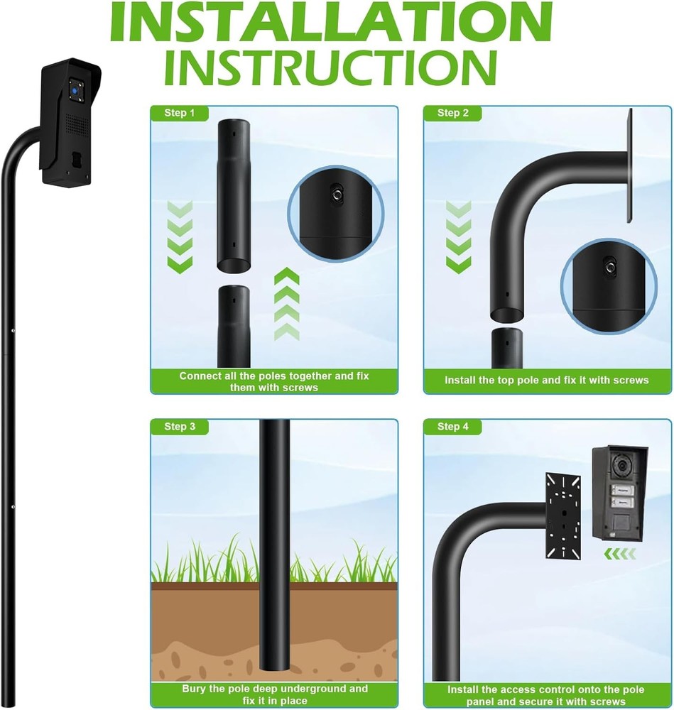 Universal Gooseneck Pedestal Post for Automatic Gate Opener Keypad – 68" Height