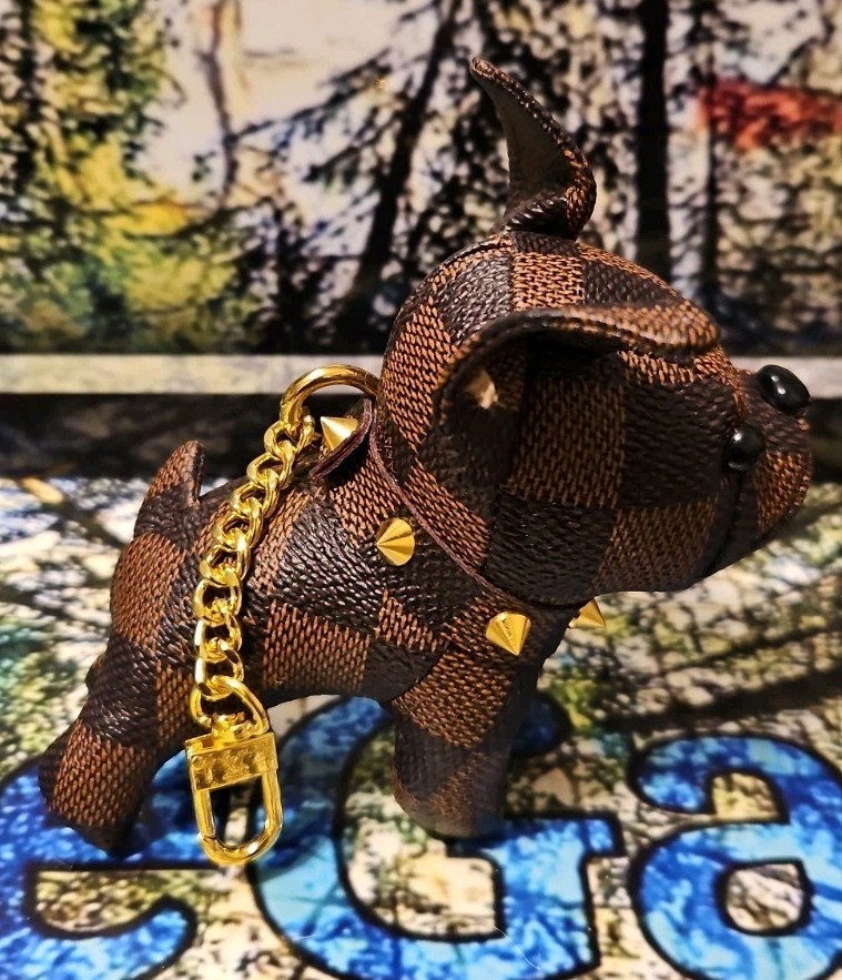 Luxury Designer Leather Monogram Dog Brown