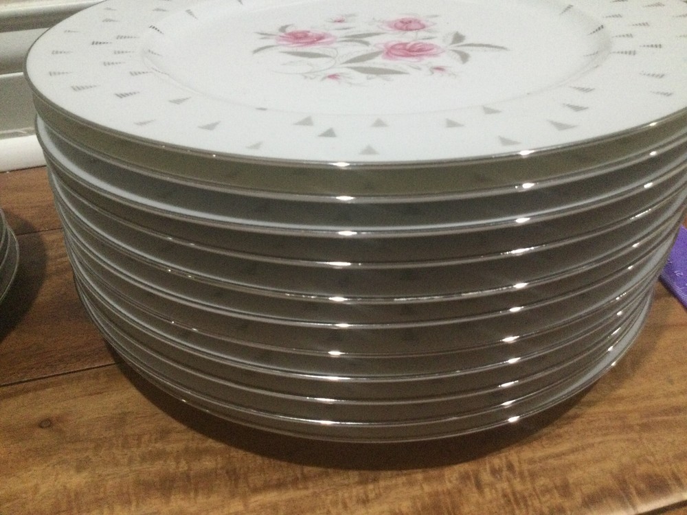 7 pc place setting(s Sango Arcadia pink rose plate bowl cup MORE AVAILABLE MINT