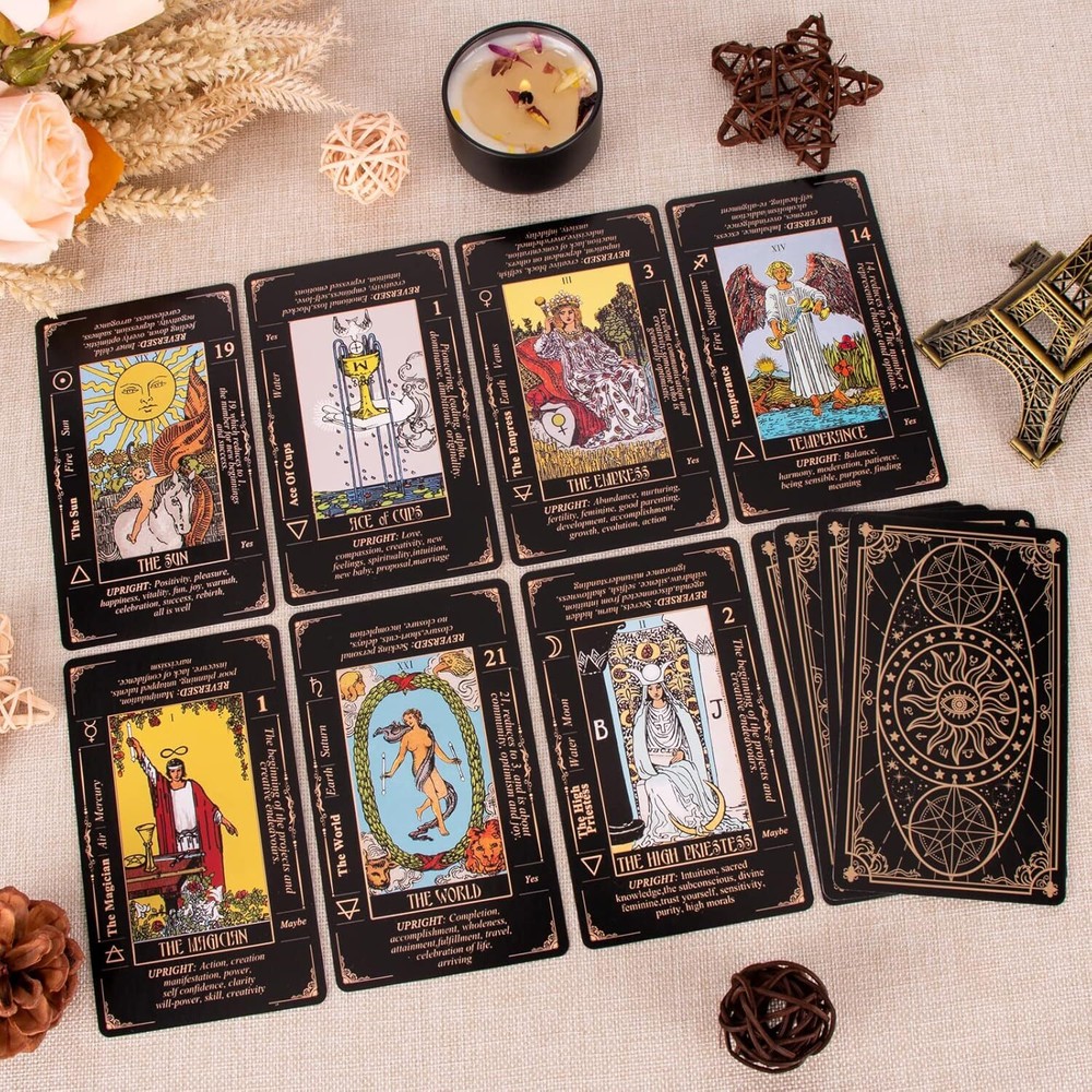 Classic Tarot Deck with Meanings, Guide Book & Pouch
