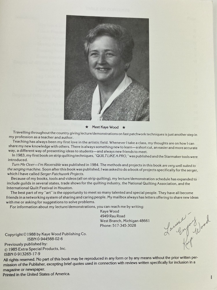 Serger Patchwork Projects Book Kaye Wood SIGNED 1988 Fast Patchwork Projects