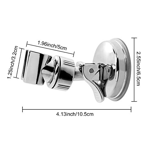 Suction Cup Shower Head Holder Adjustable Height Wall Mount Silver (2 Pack)