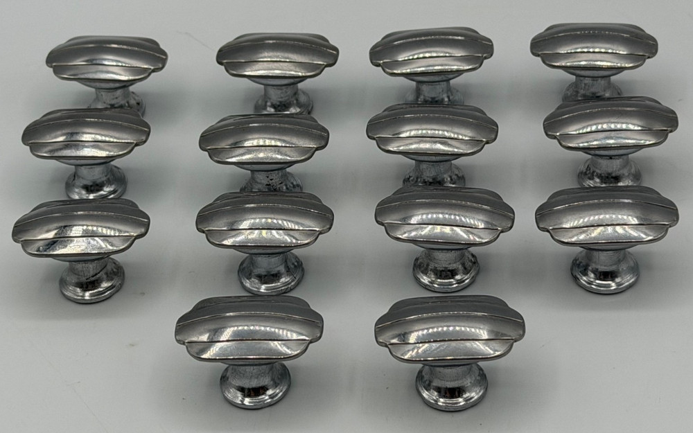 25 MCM/Art Deco Chrome Drawer Cabinet Knobs Pulls Collection From One Kitchen