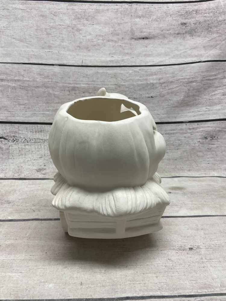 Vintage Ceramic Mold Halloween Ghost Pulling Jack O Lantern Pumpkin Wagon