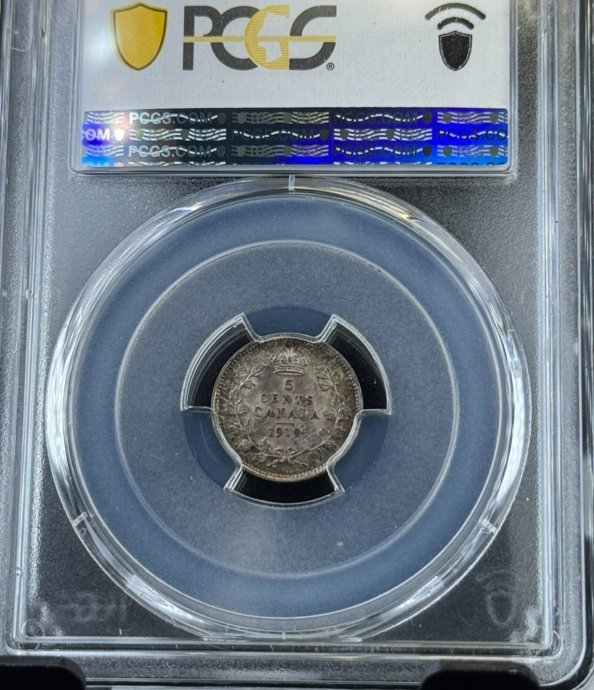 1919 Canada 5 Five Cents, SILVER, KM# 22, PCGS MS63