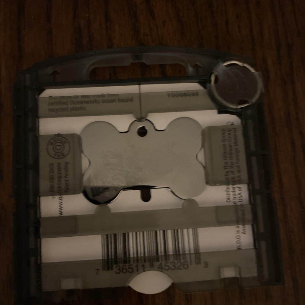 Fido Engrave Pet ID Tag Black And Silver Bone