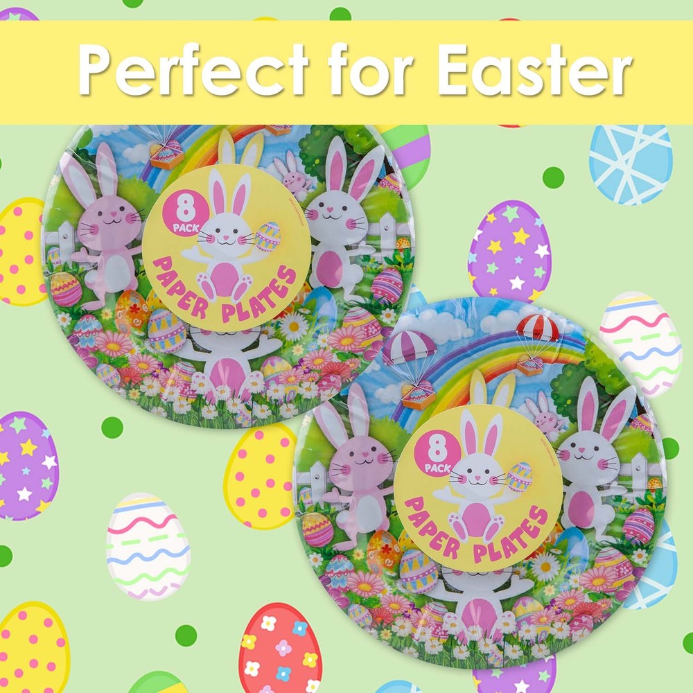 Easter 7" Plates Disposable Tableware 18cm x 18cm Multicolour X 2