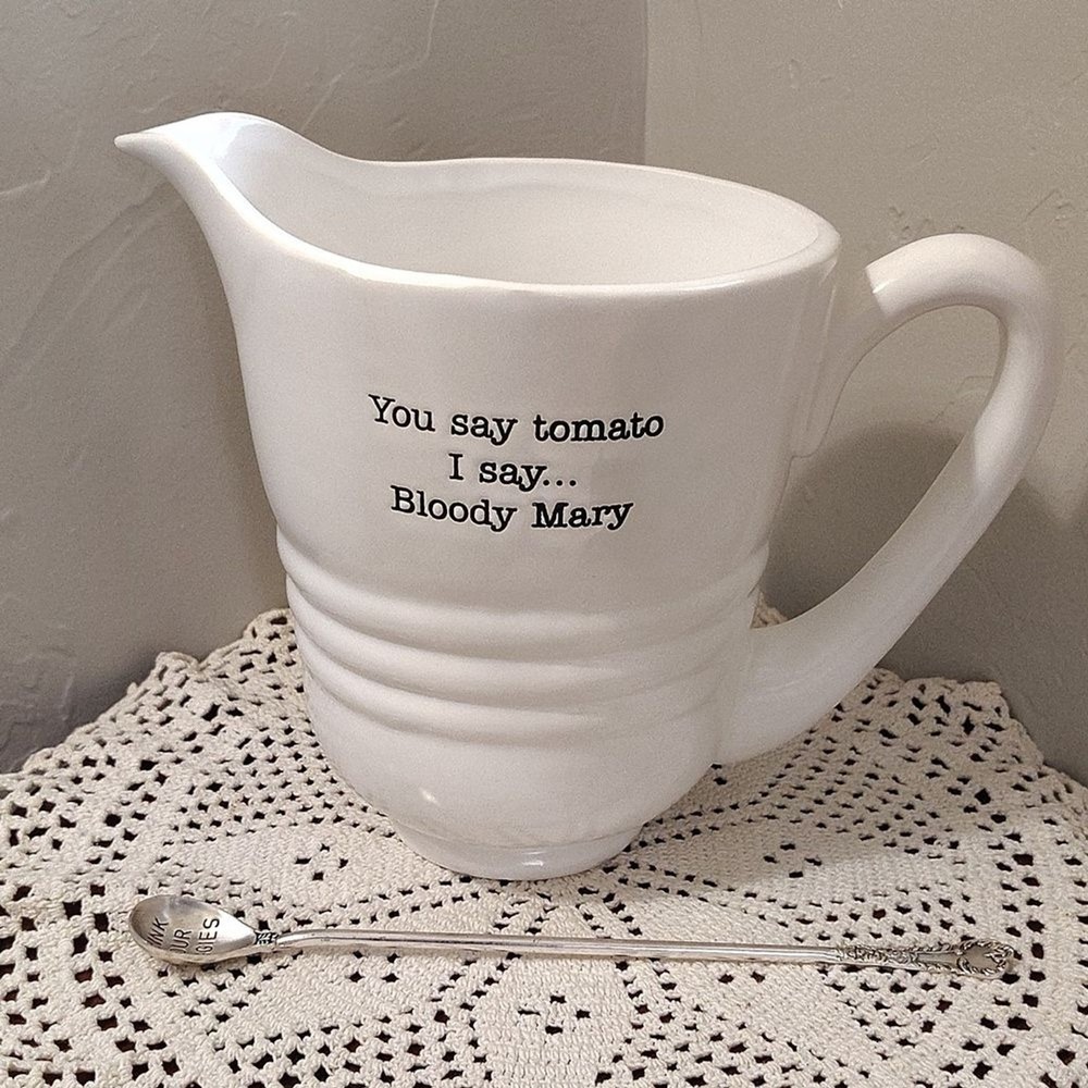 MUDPIE Bloody Mary Pitcher Set White 80 Oz