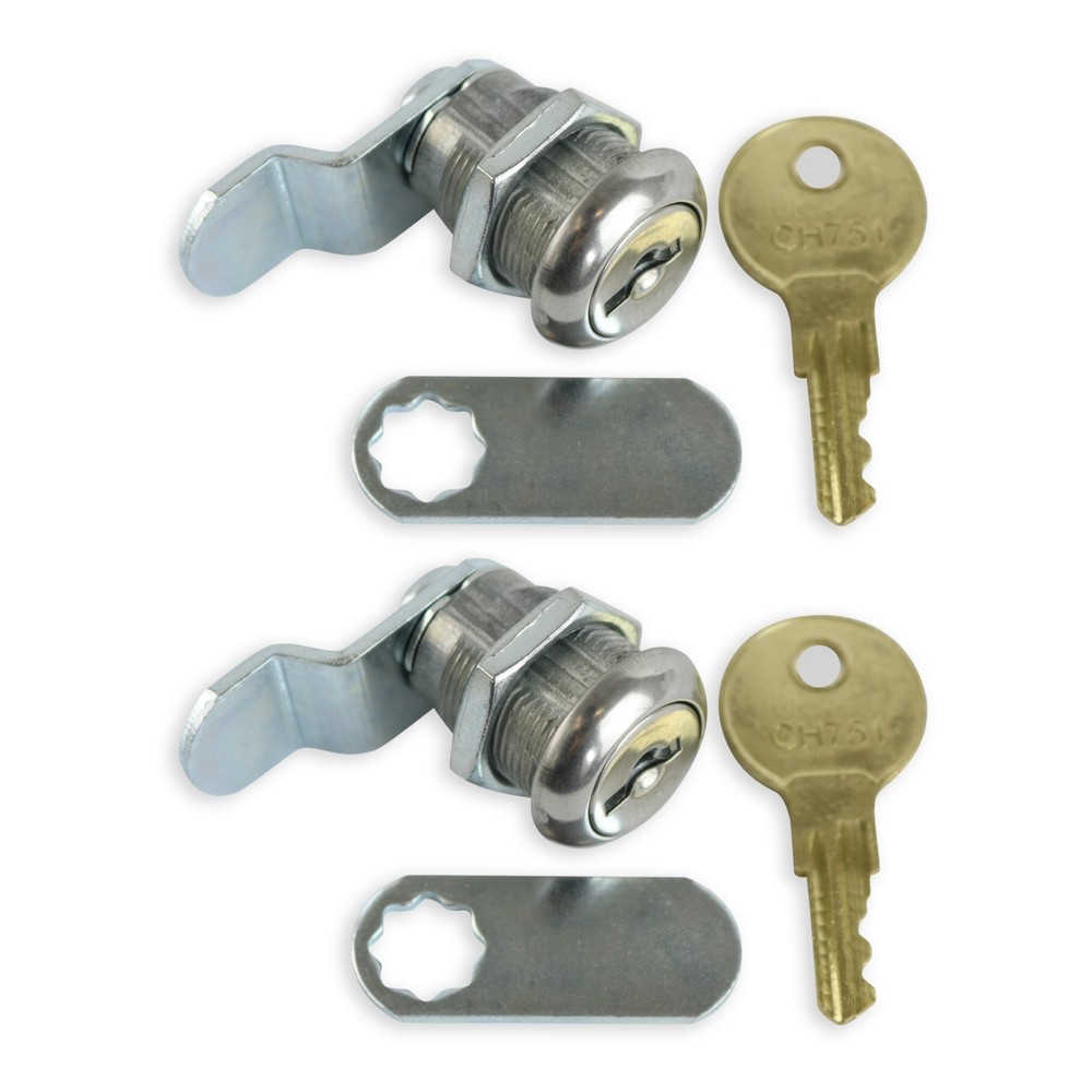 2Pcs Cabinet Cam Lock Keyed Alike Tool Box Locks 5/8" Cylinder for Truck Pickup