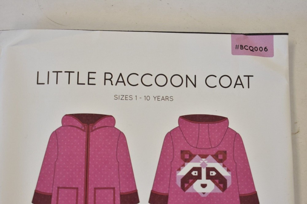 Bound Co Little Raccoon Coat Sewing Pattern Sizes 1-10 Years Intermediate Skill