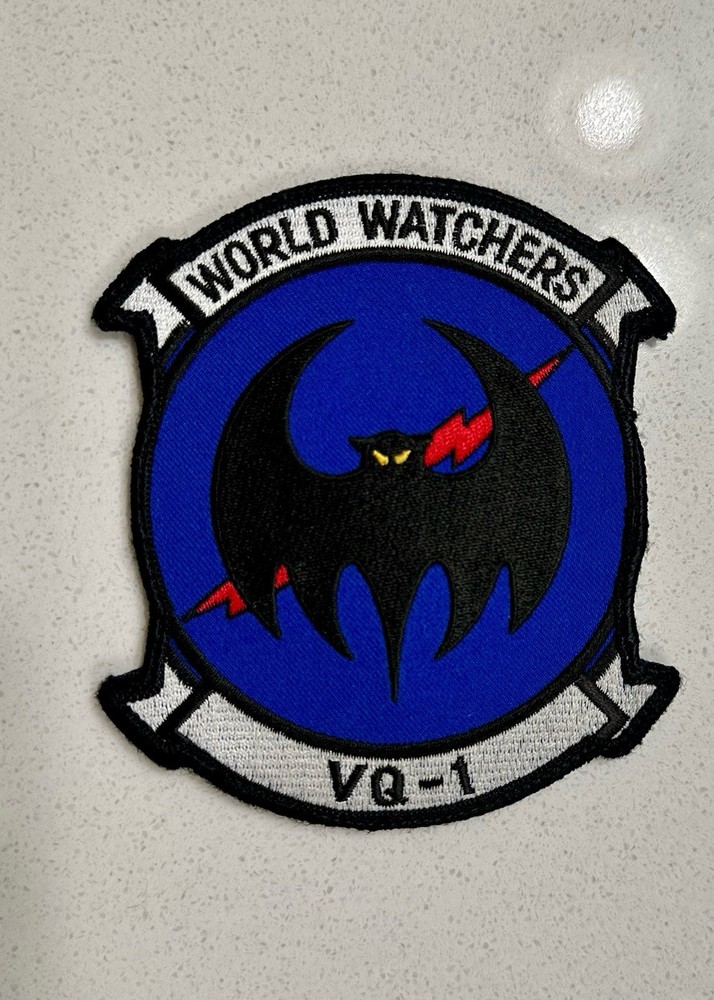 VQ-1 World Watchers Navy Patch Embroidered Hook & Loop Back Blue Bat