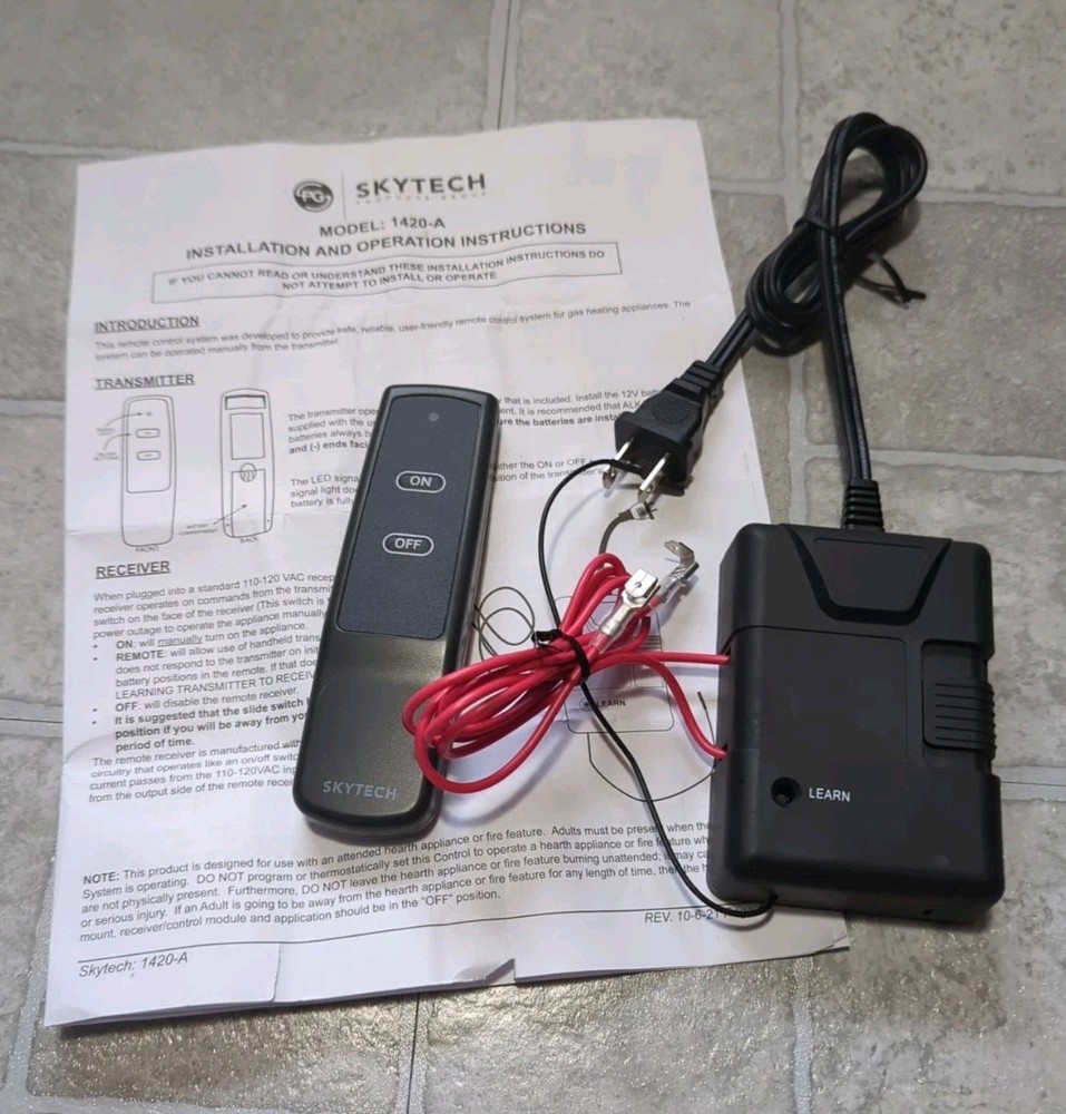Skytech 1420-A On/Off Fireplace Remote Control Kit 110V